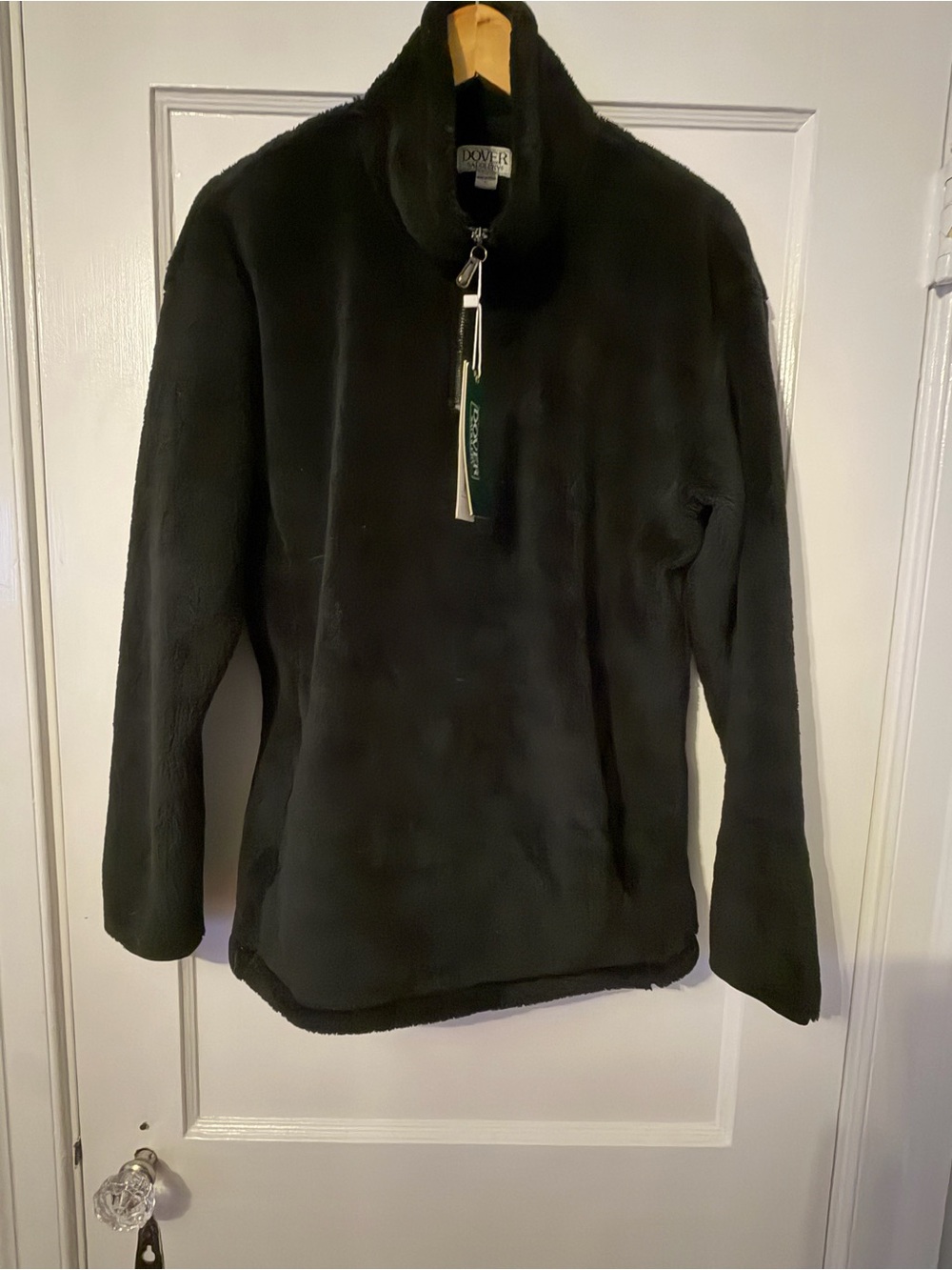 Black Plush Half-Zip Pullover Hoodie - Women's